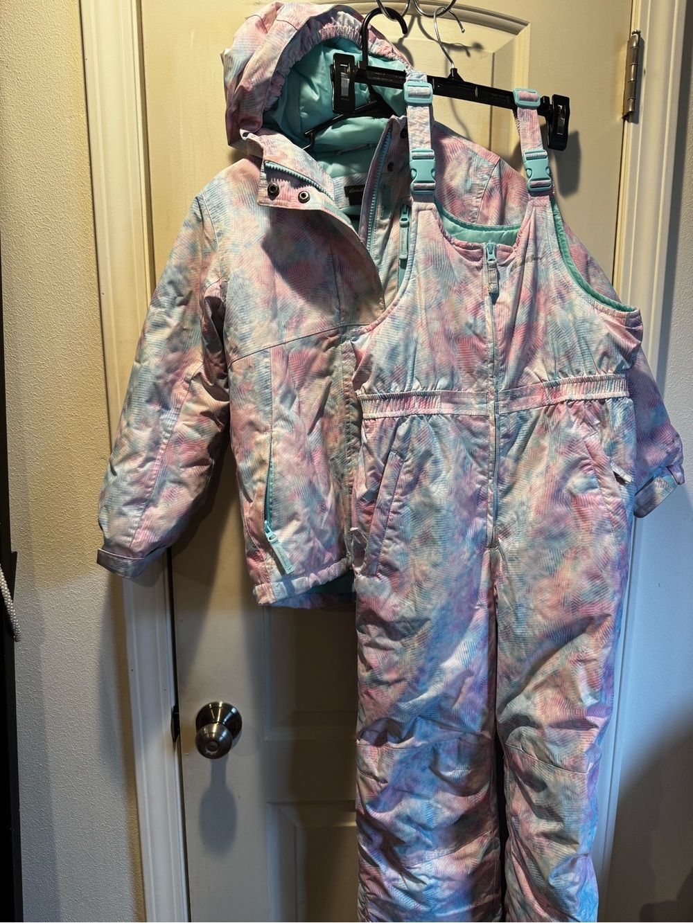 Eddie Bauer Pastel Tie-Dye Snow Bibs and Jacket - Pink/Blue/Mint
